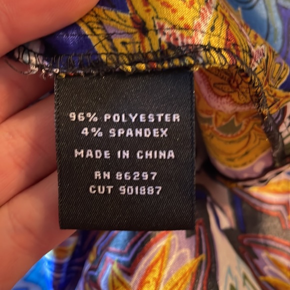 EUC BCBG MAXAZRIA DRESS Casual cocktail work dolman sleeves blue green gold Med - Picture 15 of 15